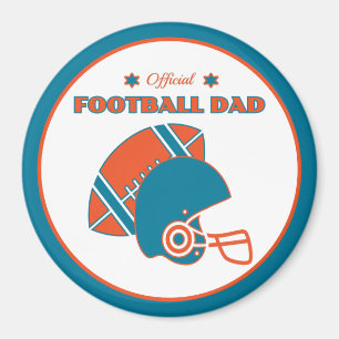 Football dad sports lovers orange blue vintage magnet