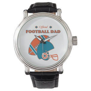 Football dad sports lovers orange blue vintage watch