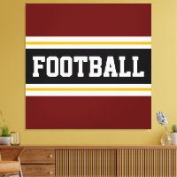 FOOTBALL Deep Red Black White Yellow Stripes