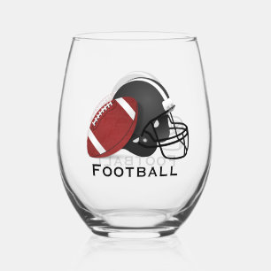 Football Design Stemless Wine Glass