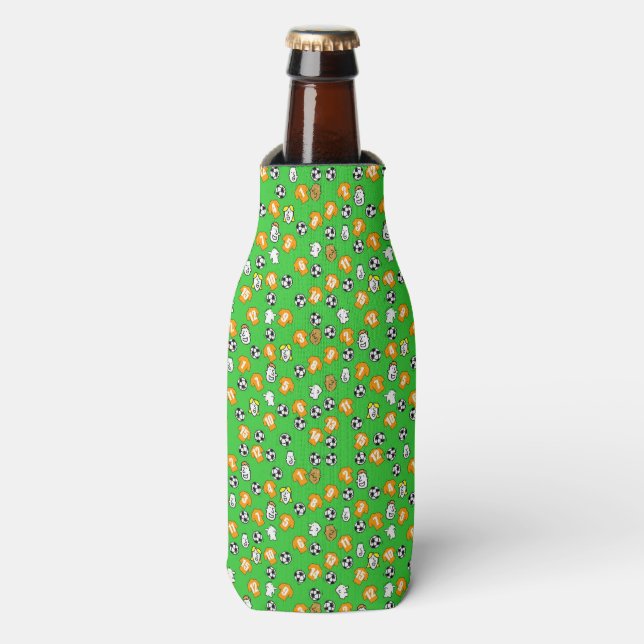 Football Design with shirts in orange gold Bottle Cooler (Bottle Front)