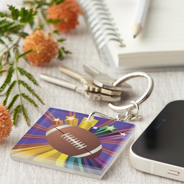 Football Design with Stars Vibrant Sports Fan Art  Key Ring (Creator Uploaded)