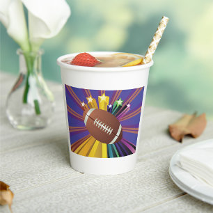 Football Design with Stars Vibrant Sports Fan Art Paper Cups
