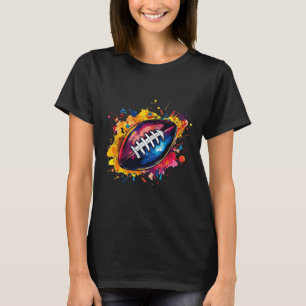 Football Designs. Uni Football Graphic - Black  T-Shirt