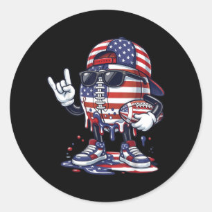 Football Drip Aamerican Flag For Boys Youth Kids Classic Round Sticker
