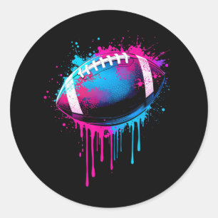 Football Drip For Boys Tie Dye Colourful Football Classic Round Sticker