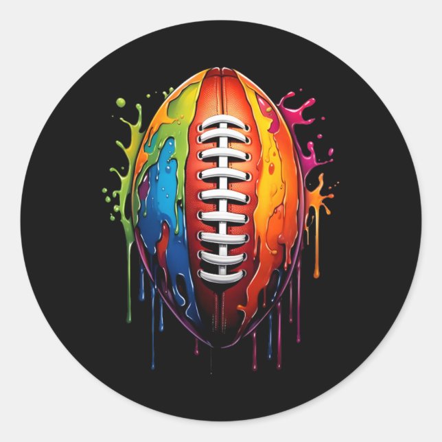 Football Drip Graphic Sports Ball Player Boy Fan S Classic Round Sticker (Front)