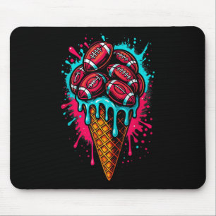 Football Drip Ice Cream Dripping Boys Waffle Cone Mouse Pad