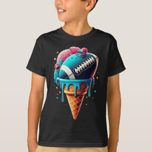Football Drip Ice Cream Watercolor Cone With Sprin T-Shirt