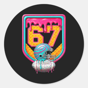 Football Drip Number 67 Football Player  Classic Round Sticker