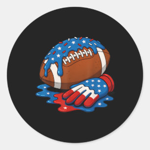 Football Drip Wr Lineman Qb Rb Db Ice Cream 4th Of Classic Round Sticker