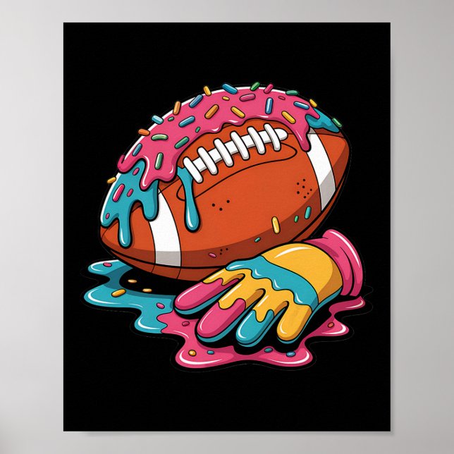Football Drip Wr Lineman Qb Rb Db Ice Cream Footba Poster (Front)