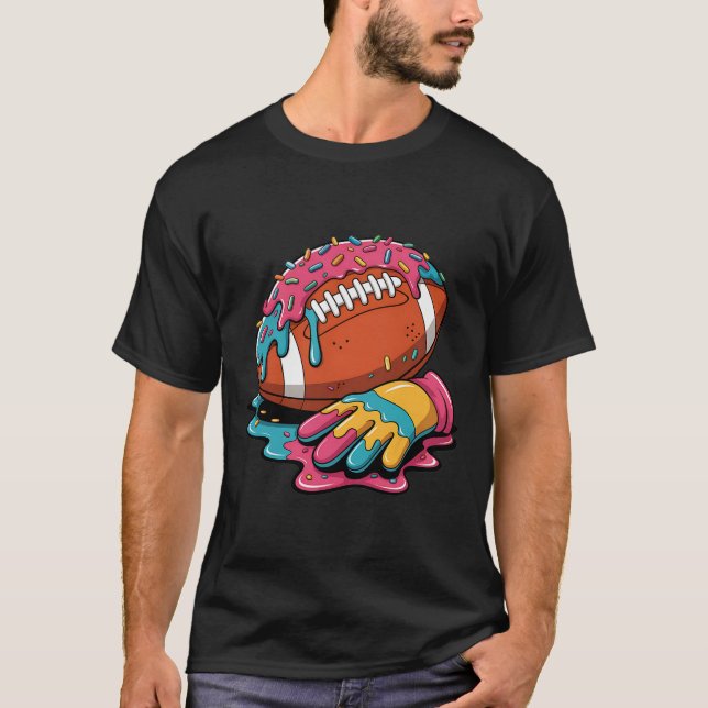 Football Drip Wr Lineman Qb Rb Db Ice Cream Footba T-Shirt (Front)