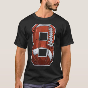 Football Eighth 8th Birthday Boy Eight 8 Years Old T-Shirt