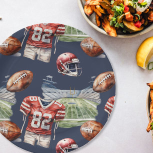Football Equipment Pattern Paper Plate