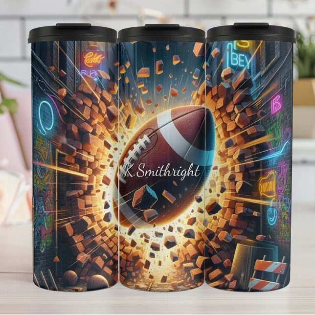 Football Explosion Urban Alley Neon Thermal Tumbler (Creator Uploaded)