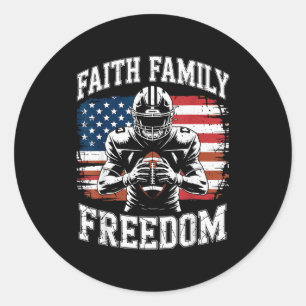 Football Faith Family Dom Patriotic Christian Foot Classic Round Sticker