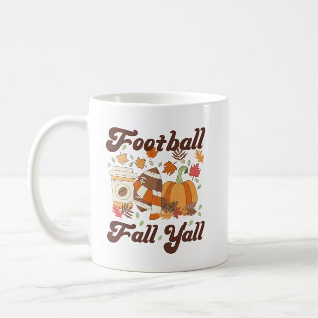 Football Fall Coffee Pumpkin Fall Y'all Mug (Left)