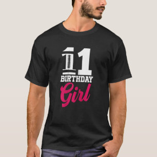 Football Fan 11th Birthday Girl Football Player T-Shirt