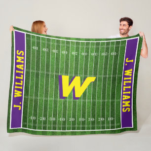 Football Fan Custom Name and Colours Purple Fleece Blanket