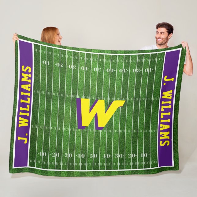 Football Fan | Custom Name and Colours | Purple Fleece Blanket (In Situ)