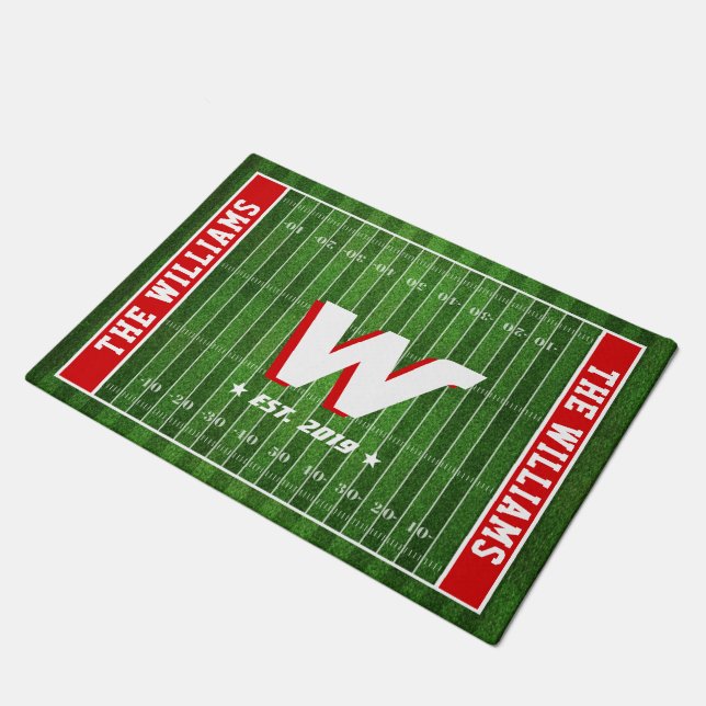 Football Fan Family Monogram | Custom Colours | Doormat (Angled)