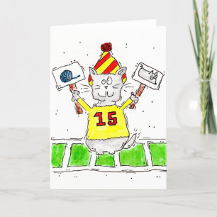 Football Fan Kitty Greeting Card