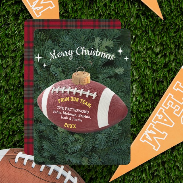 Football Fan Ornament Custom Photo Christmas Card (Creator Uploaded)