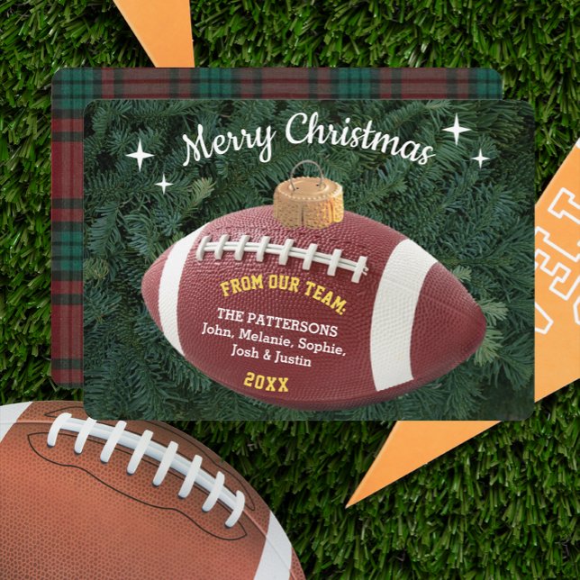 Football Fan Personalised Ornament Christmas Card (Creator Uploaded)