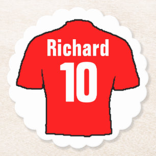 Football Fan Shirt to Personalise. Paper Coaster