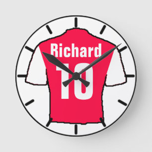 Football Fan Shirt to Personalise. Round Clock