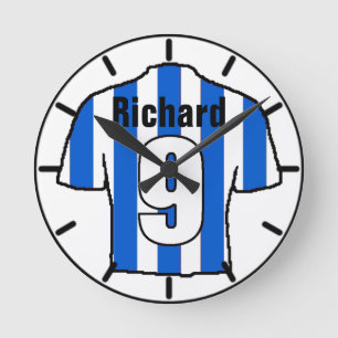 Football Fan Shirt to Personalise. Round Clock