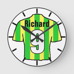 Football Fan Shirt to Personalise. Round Clock