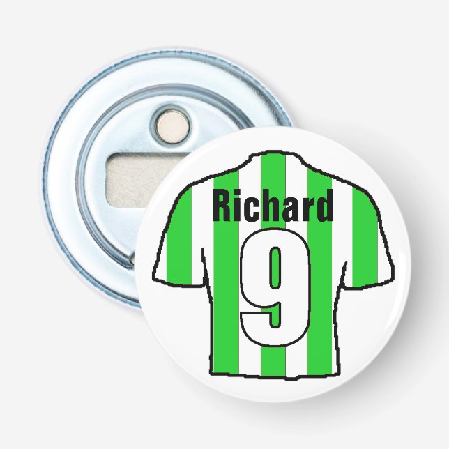 Football Fan Shirt to Personalize. Bottle Opener (Front)