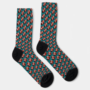 Football Fanatic Sports Pattern Teal Background Socks