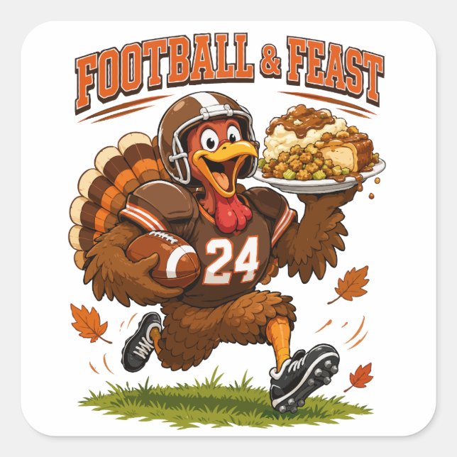 Football & Feast Turkey Square Sticker (Front)