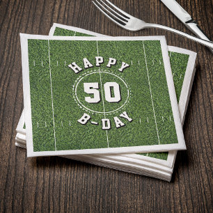 Football Field 50 Yard Line 50th Birthday Party Napkin