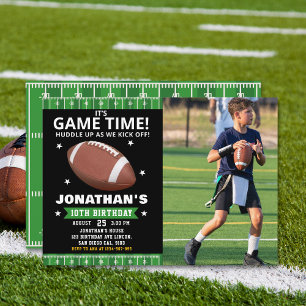  Football Field Birthday boy with Photo Invitation