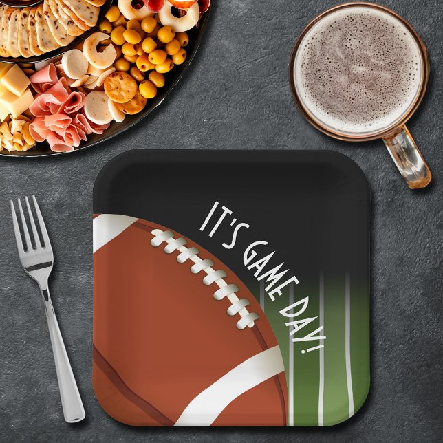 Football Field Game Day Square Paper Plate (Football field Game day square paper plates)