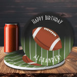 Football Field Happy Birthday Personalised Paper Plate<br><div class="desc">Customisable paper plates in 2 SIZES - 9" Dinner and 7" Snack can be personalised with your name and occasion. MATCHING items in our store.</div>