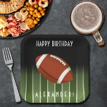 Football Field Happy Birthday Personalised Paper Plate<br><div class="desc">Customisable square paper plates in 2 SIZES - 9" Dinner and 7" Snack can be personalised with your name and occasion. MATCHING items in our store.</div>