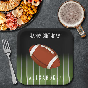 Football Field Happy Birthday Personalised Paper Plate