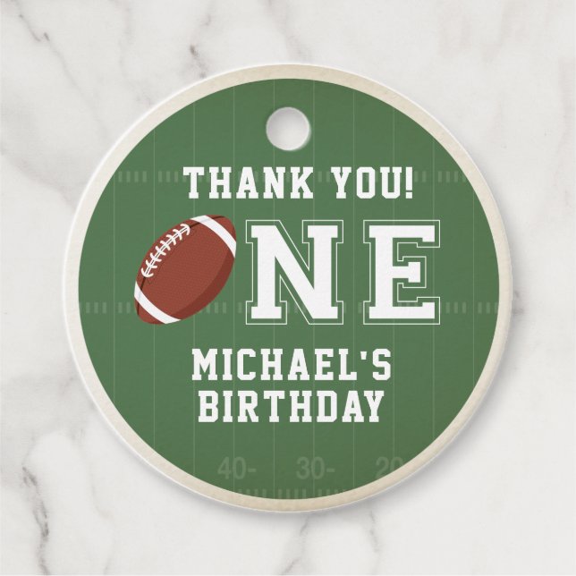 Football, First Birthday Favour Tags (Front)