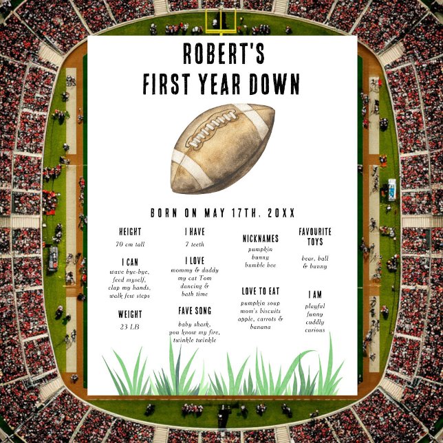 Football First Birthday Milestone Birthday Poster (Creator Uploaded)