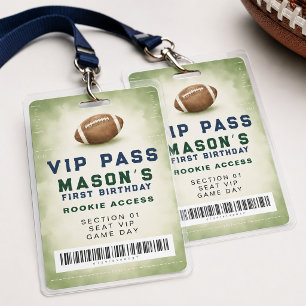 Football First Birthday VIP Pass Guest ID Badge