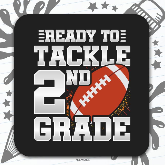 Football First Day 2nd Grade Back To School Square Sticker (Creator Uploaded)