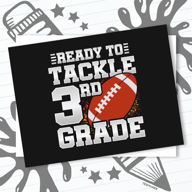 Football First Day 3rd Grade Back To School Postcard (Creator Uploaded)