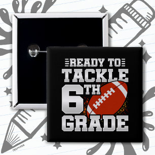 Football First Day 6th Grade Back To School 15 Cm Square Badge