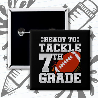 Football First Day 7th Grade Back To School 15 Cm Square Badge