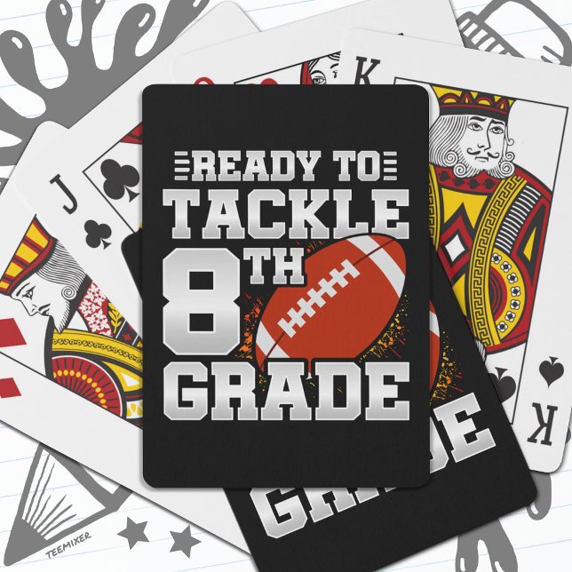Football First Day 8th Grade Back To School Playing Cards (Creator Uploaded)